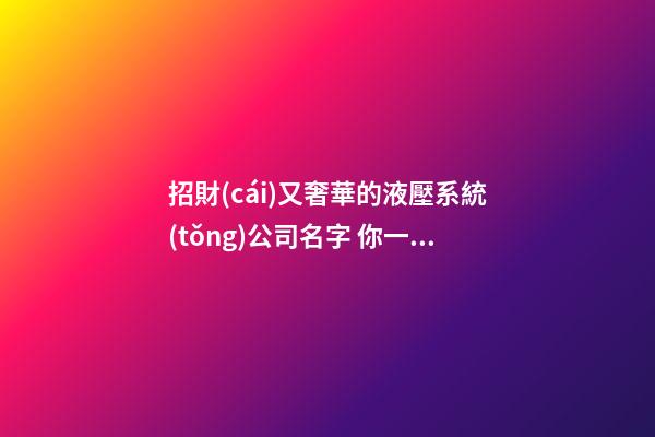 招財(cái)又奢華的液壓系統(tǒng)公司名字 你一定中意這批好名字-第1張-公司起名-玄機(jī)派